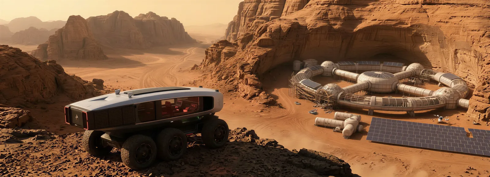The platform working near a Mars colony