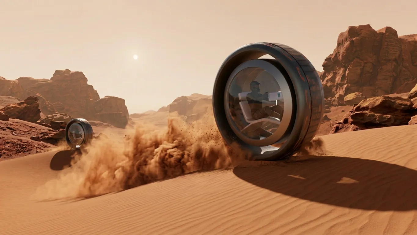 Wheel pods on the Martian sand