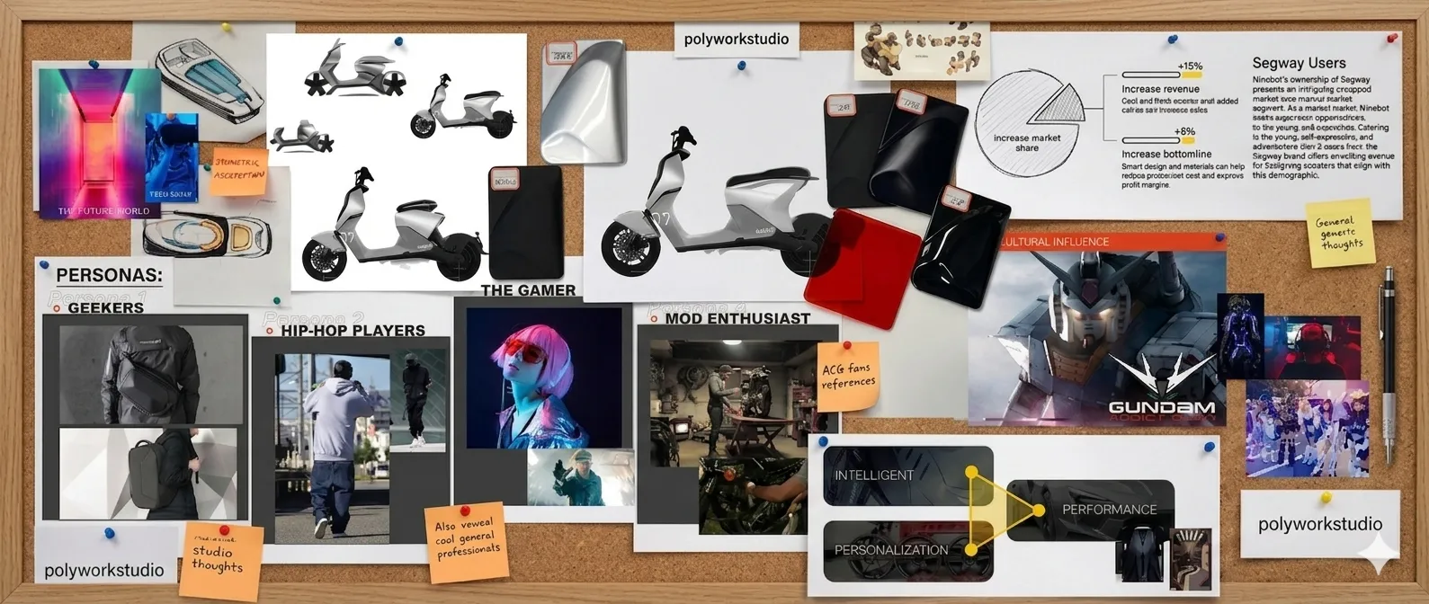 The original brief moodboard pinned to a board