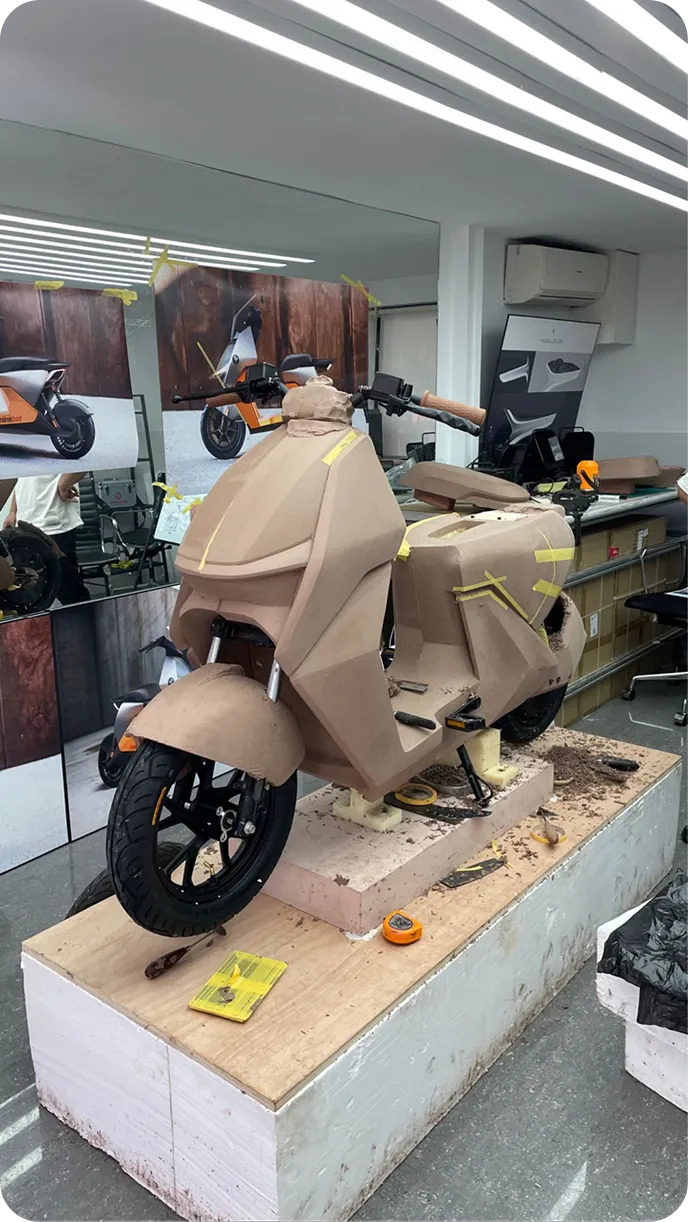 Full-size clay model of the scooter